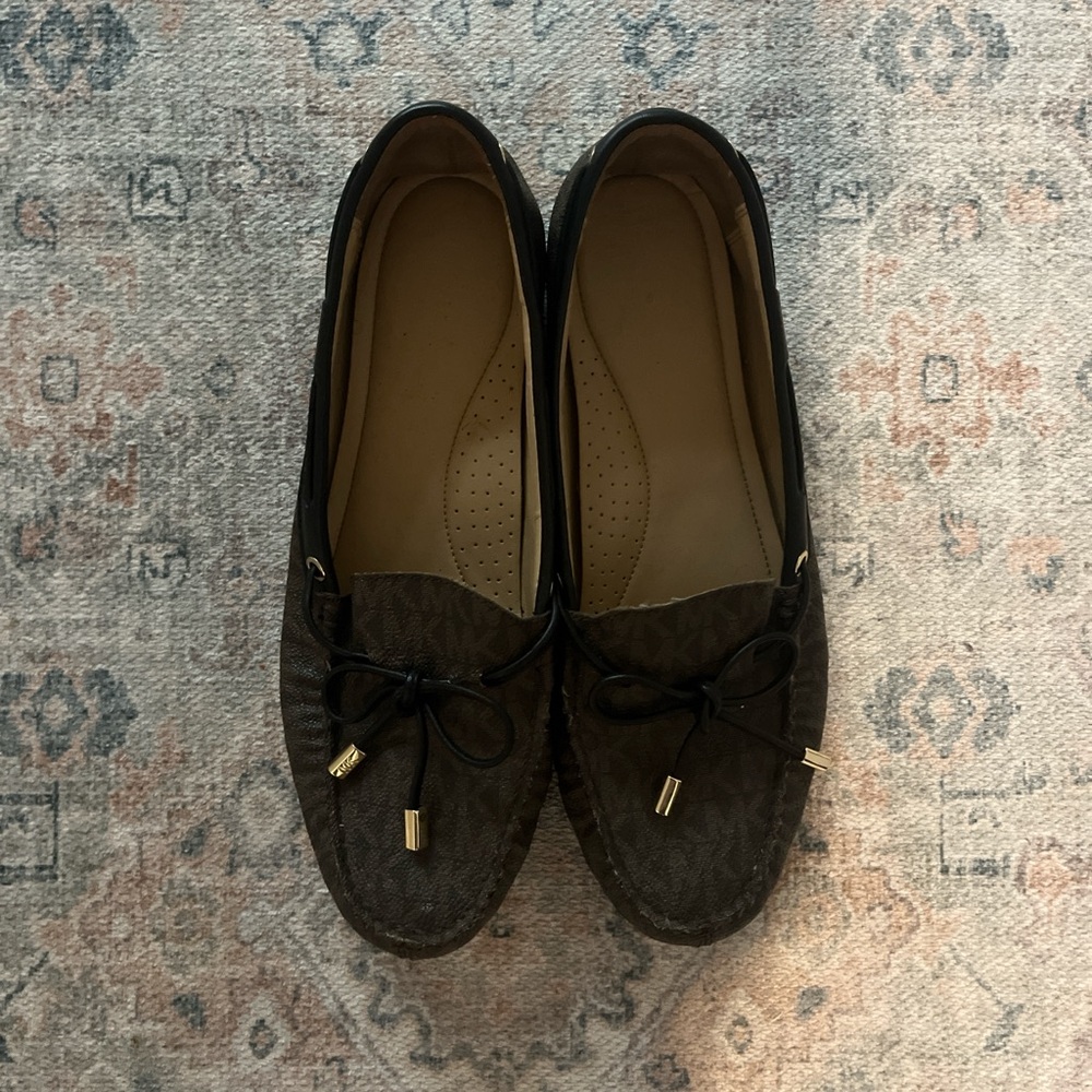 Michael Kors Brown Loafers with Gold Accents